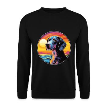 Sibirische dreifarbige Hunderasse Bunte Karikatur - Unisex Pullover - Schwarz - Vorne - Alina (178cm) & Michal (187cm)