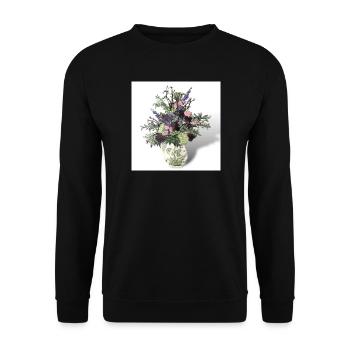 Stillleben in Öl Blumenstrauß Blumenvase Vintage - Unisex Pullover - Schwarz - Vorne - Alina (178cm) & Michal (187cm)