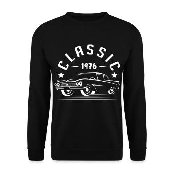 cLASSIC 1976 -Geschenkidee - - Unisex Pullover - Schwarz - Vorne - Alina (178cm) & Michal (187cm)