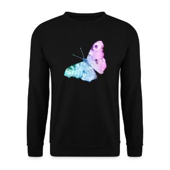 Schmetterlings Wasserfarben Gradient - Unisex Pullover - Schwarz - Vorne - Alina (178cm) & Michal (187cm)