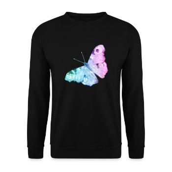 Schmetterlings Wasserfarben Gradient - Unisex Pullover - Schwarz - Vorne - Alina (178cm) & Michal (187cm)