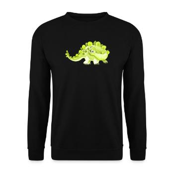Grüner Dino mit Blattpanzer - Unisex Pullover - Schwarz - Vorne - Alina (178cm) & Michal (187cm)
