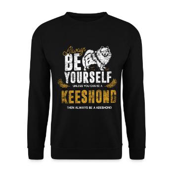 Wuscheliger Keeshond Hundezüchter - Unisex Pullover - Schwarz - Vorne - Alina (178cm) & Michal (187cm)