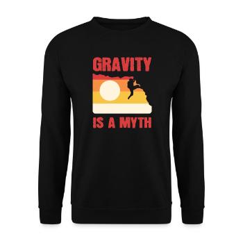 Gravity is a Myth Bergsteigen Wandern Berge Pfad - Unisex Pullover - Schwarz - Vorne - Alina (178cm) & Michal (187cm)
