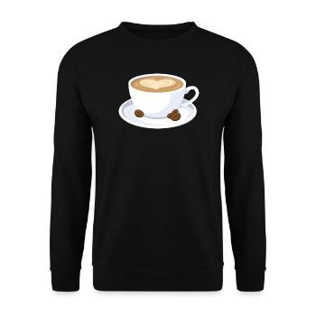 Kaffee Tasse Capuccino Milchkaffee Geschenk - Unisex Pullover - Schwarz - Vorne - Alina (178cm) & Michal (187cm)