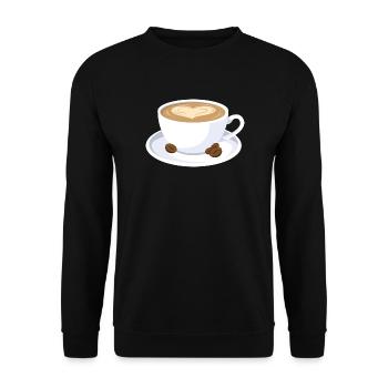 Kaffee Tasse Capuccino Milchkaffee Geschenk - Unisex Pullover - Schwarz - Vorne - Alina (178cm) & Michal (187cm)
