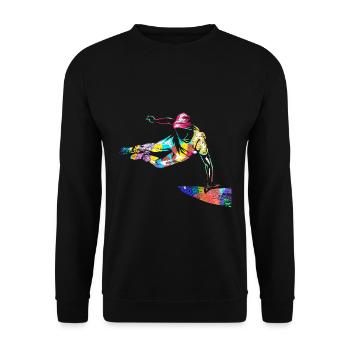 Draufgängerischer Parkour Traceur - Unisex Pullover - Schwarz - Vorne - Alina (178cm) & Michal (187cm)
