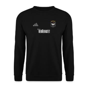 JGA - Trikot - Bald verheiratet - Weiße Schrift - Unisex Pullover - Schwarz - Vorne - Alina (178cm) & Michal (187cm)
