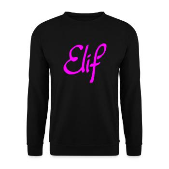Neon Elif Schriftzug - Unisex Pullover - Schwarz - Vorne - Alina (178cm) & Michal (187cm)