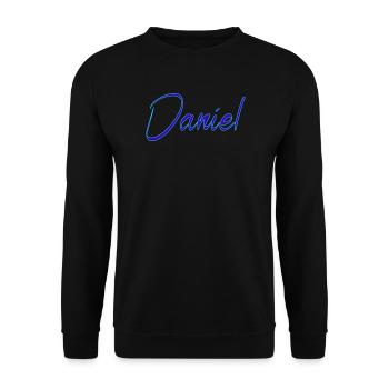 Daniel Signatur Blau Script - Unisex Pullover - Schwarz - Vorne - Alina (178cm) & Michal (187cm)
