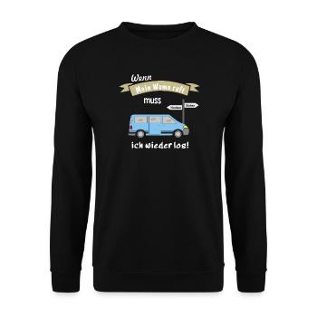 womo ruft campingbus - Unisex Pullover - Schwarz - Vorne - Alina (178cm) & Michal (187cm)