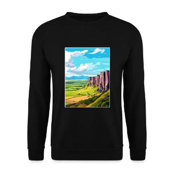 Salisbury Crags Edinburgh Schottland Reiseposter - Unisex Pullover - Schwarz - Vorne - Alina (178cm) & Michal (187cm)