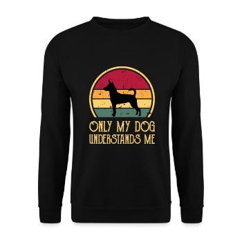 Decker Rat Terrier Hund Silhouette Retro Sonnenuntergang - Unisex Pullover - Schwarz - Vorne - Alina (178cm) & Michal (187cm)