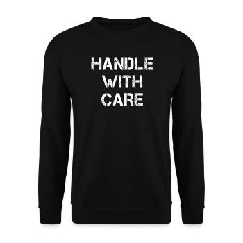 Weißes "Handle With Care" im Military Design - Unisex Pullover - Schwarz - Vorne - Alina (178cm) & Michal (187cm)