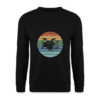 Schlagzeug spielen Retro - Unisex Pullover - Schwarz - Vorne - Alina (178cm) & Michal (187cm)