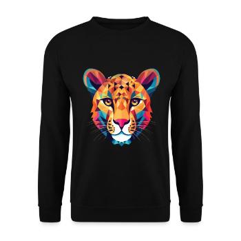Gepard bunte Aquarell-Tier-Illustration - Unisex Pullover - Schwarz - Vorne - Alina (178cm) & Michal (187cm)