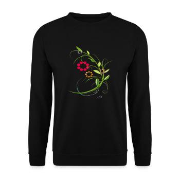 Blumenranke mit kleinen Blüten - Unisex Pullover - Schwarz - Vorne - Alina (178cm) & Michal (187cm)
