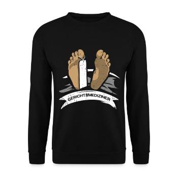 Neugieriger Rechtsmediziner Detektiv - Unisex Pullover - Schwarz - Vorne - Alina (178cm) & Michal (187cm)
