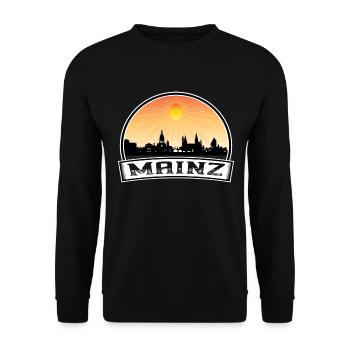 Mainz Deutschland Skyline Vintage Sunset Travel Souven - Unisex Pullover - Schwarz - Vorne - Alina (178cm) & Michal (187cm)