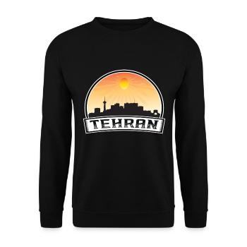 Teheran Iran Skyline Vintage Sonnenuntergang Reise Souvenir - Unisex Pullover - Schwarz - Vorne - Alina (178cm) & Michal (187cm)