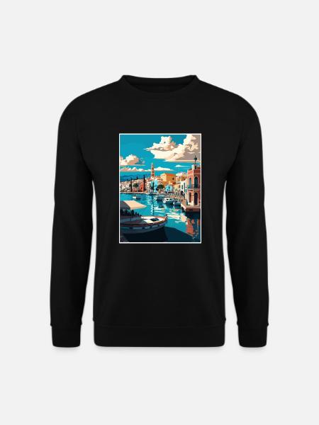 Rethymno Griechenland Dekoration Vintage Reiseposter - Unisex Pullover - Schwarz