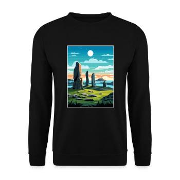 Isle Of Lewis Schottland Vintage Reiseposter WPA - Unisex Pullover - Schwarz - Vorne - Alina (178cm) & Michal (187cm)