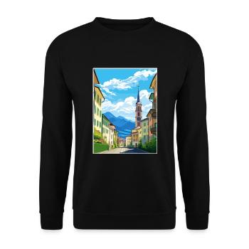 Bozen Italien Vintage Reiseposter WPA Souvenir - Unisex Pullover - Schwarz - Vorne - Alina (178cm) & Michal (187cm)