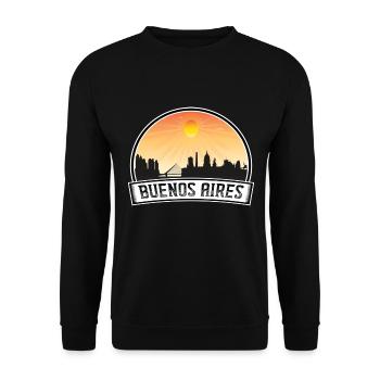 Buenos Aires Argentinien Skyline Vintage Sunset Trav - Unisex Pullover - Schwarz - Vorne - Alina (178cm) & Michal (187cm)