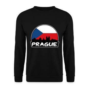 Prag Tschechien Flagge Skyline Silhouette Reisen - Unisex Pullover - Schwarz - Vorne - Alina (178cm) & Michal (187cm)