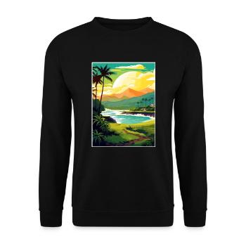 Kailua Kona Hawaii Vintage Reiseposter Souvenir - Unisex Pullover - Schwarz - Vorne - Alina (178cm) & Michal (187cm)