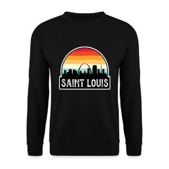 Saint Louis Missouri USA Flagge Skyline Reise Souve - Unisex Pullover - Schwarz - Vorne - Alina (178cm) & Michal (187cm)
