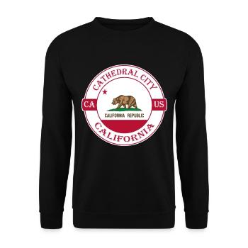 Cathedral City California Flagge USA Reise Souvenir - Unisex Pullover - Schwarz - Vorne - Alina (178cm) & Michal (187cm)
