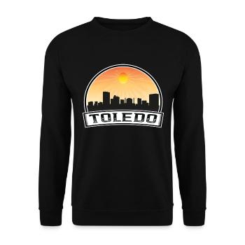 Toledo Ohio USA Skyline Vintage Sonnenuntergang Reise Souv - Unisex Pullover - Schwarz - Vorne - Alina (178cm) & Michal (187cm)