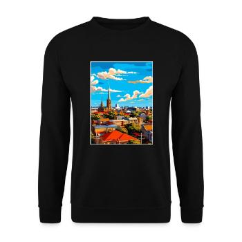 Adelaide Australien Vintage Reiseposter Souvenir - Unisex Pullover - Schwarz - Vorne - Alina (178cm) & Michal (187cm)