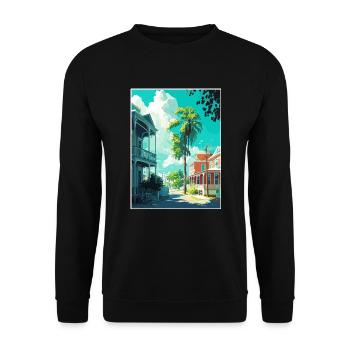 Key West Florida Vintage Reiseposter Souvenir - Unisex Pullover - Schwarz - Vorne - Alina (178cm) & Michal (187cm)