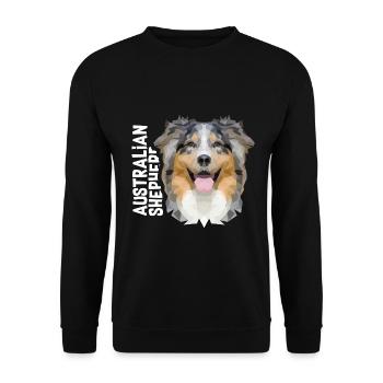 Quirliger Australian Shepherd Hütehund - Unisex Pullover - Schwarz - Vorne - Alina (178cm) & Michal (187cm)