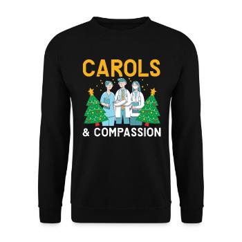 Carols & Compassion Krankenschwester Weihnachten - Unisex Pullover - Schwarz - Vorne - Alina (178cm) & Michal (187cm)