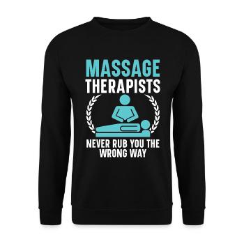 Massagetherapeuten reiben Sie nie auf die falsche - Unisex Pullover - Schwarz - Vorne - Alina (178cm) & Michal (187cm)