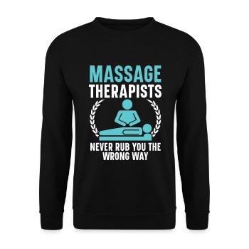 Massagetherapeuten reiben Sie nie auf die falsche - Unisex Pullover - Schwarz - Vorne - Alina (178cm) & Michal (187cm)