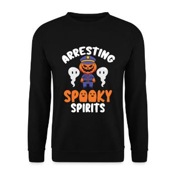 Verhaftung gruseliger Geister Polizist Halloween - Unisex Pullover - Schwarz - Vorne - Alina (178cm) & Michal (187cm)