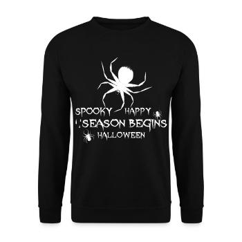 Happy Halloween Spinnen - Unisex Pullover - Schwarz - Vorne - Alina (178cm) & Michal (187cm)