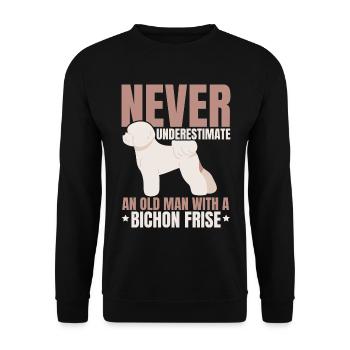 Bichon Frise Hundeliebhaber Hundezüchter Welpe Pfo - Unisex Pullover - Schwarz - Vorne - Alina (178cm) & Michal (187cm)