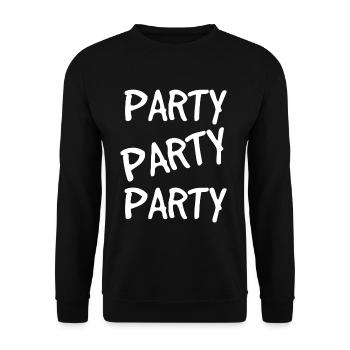 Dreifach Party Schriftzug - Unisex Pullover - Schwarz - Vorne - Alina (178cm) & Michal (187cm)
