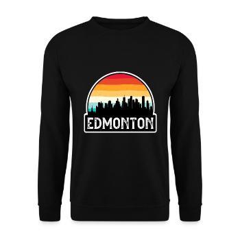 Edmonton Kanada Flagge Skyline Reisesouvenir - Unisex Pullover - Schwarz - Vorne - Alina (178cm) & Michal (187cm)