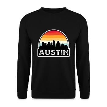 Austin Texas USA Flagge Skyline Reisesouvenir - Unisex Pullover - Schwarz - Vorne - Alina (178cm) & Michal (187cm)