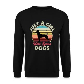 Decker Rat Terrier Hund Silhouette Retro Sonnenuntergang - Unisex Pullover - Schwarz - Vorne - Alina (178cm) & Michal (187cm)