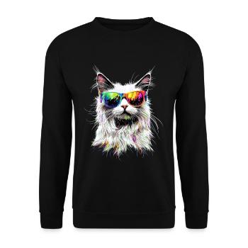 Angora Katze Weiße Angorakatze Süße Angora Katzen - Unisex Pullover - Schwarz - Vorne - Alina (178cm) & Michal (187cm)