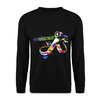 Aufmerksamer Hörakustiker Hörberatung - Unisex Pullover - Schwarz - Vorne - Alina (178cm) & Michal (187cm)