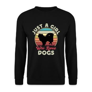 Japanisches Kinn Hund Liebhaber Silhouette Vintage Sonnenuntergang - Unisex Pullover - Schwarz - Vorne - Alina (178cm) & Michal (187cm)