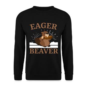 Eifriger Biber Wildtier Tier Kanada Damm Nagetier - Unisex Pullover - Schwarz - Vorne - Alina (178cm) & Michal (187cm)
